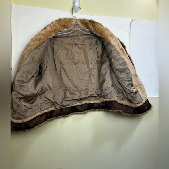 Creeds Vintage 70s Sheared Beaver Mink Cur Jacket Crop Short Soft Cape Wrap Coat - Picture 5 of 16